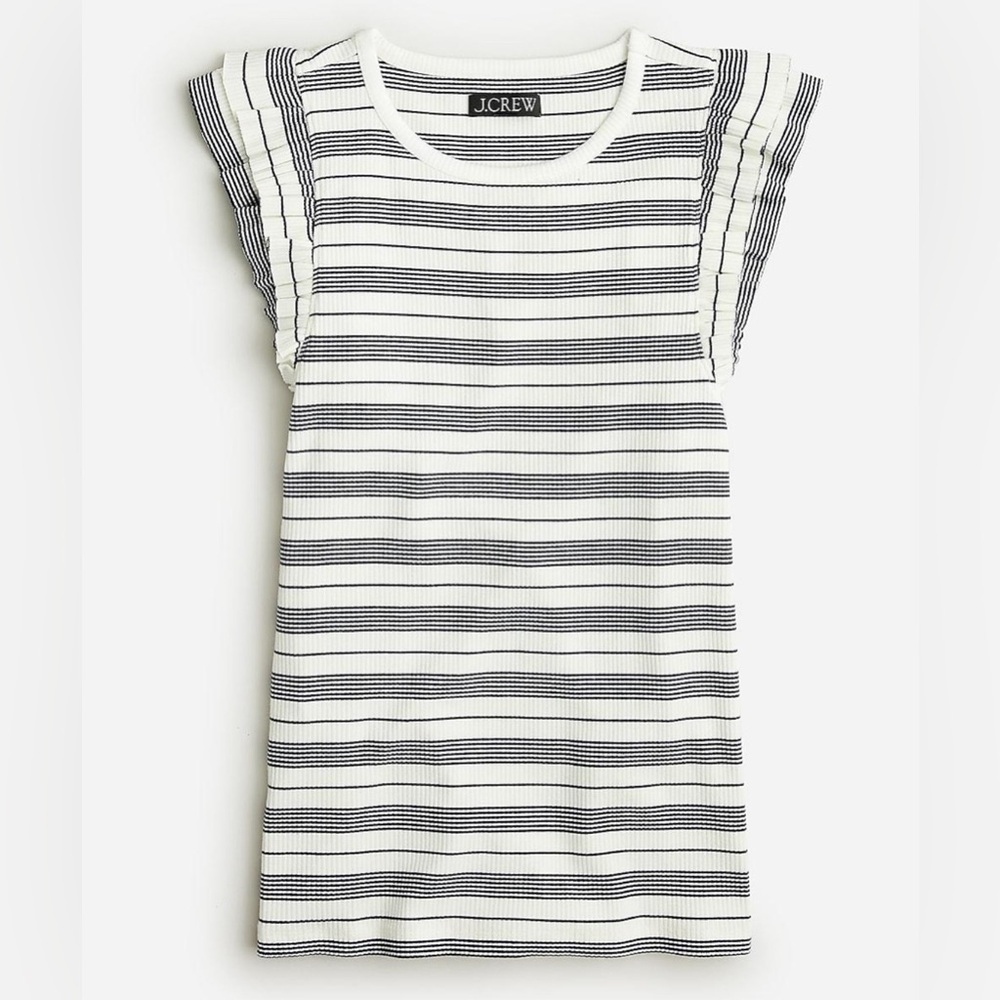 J. Crew ribbed cotton ruffle sleeve tee